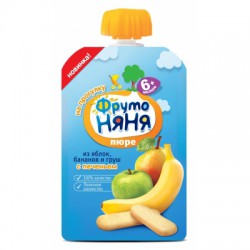 Пюре Фрутоняня яблоко банан груша печенье 90 г
